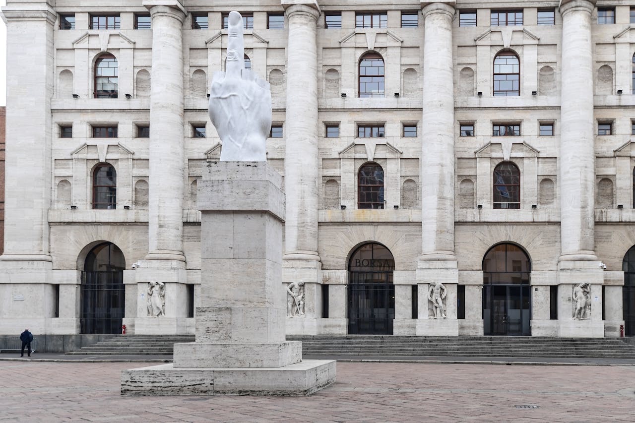 De beurs in Milaan, gelegen aan de Piazza degli Affari