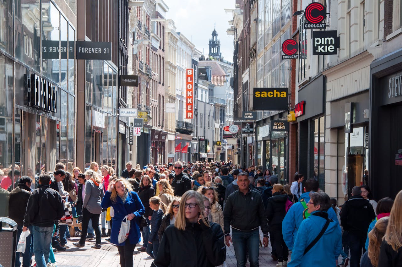 De winkelstraat Kalverstraat in Amsterdam