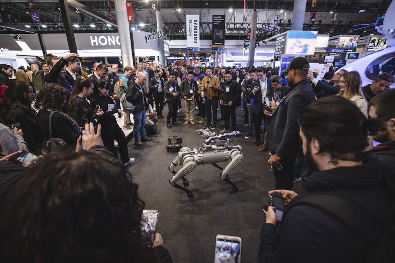 Robot op de Mobile World Congress 2023 in maart in Barcelona.