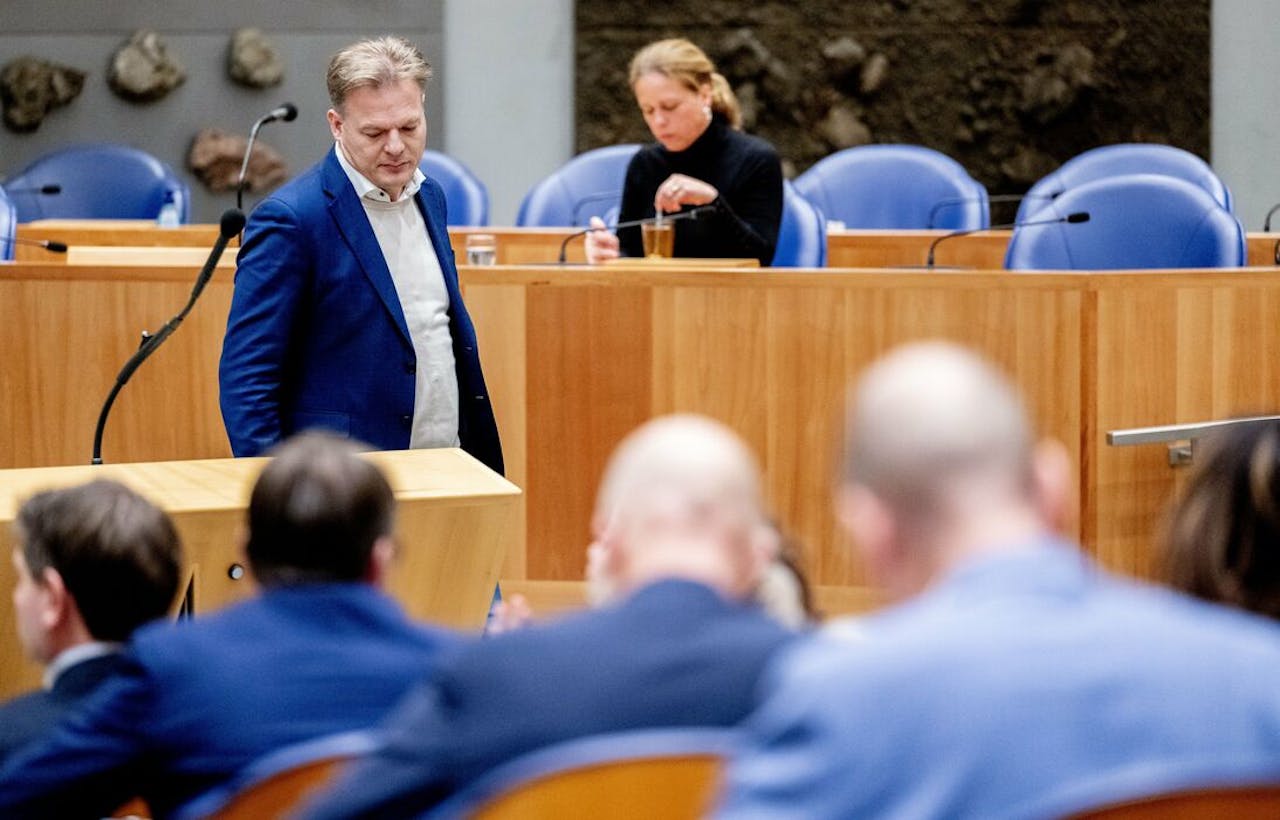 Pieter Omtzigt tijdens de stemmingen over de pensioenwet in de Tweede Kamer.