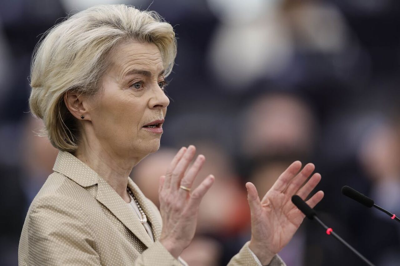 Commissievoorzitter Ursula von der Leyen, woensdag in het Europarlement te Straatsburg.