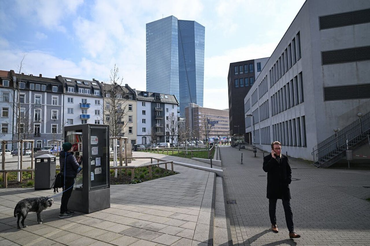 De toren van de Europese Centrale Bank in Frankfurt.