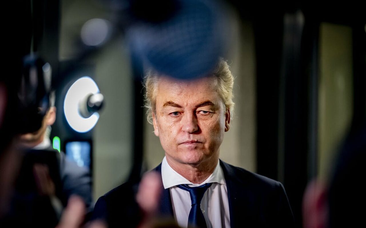 Geert Wilders (PVV) voorafgaand aan de vervolggesprekken met informateurs Dijkgraaf en Van Zwol en de formerende partijen PVV, VVD, NSC en BBB.