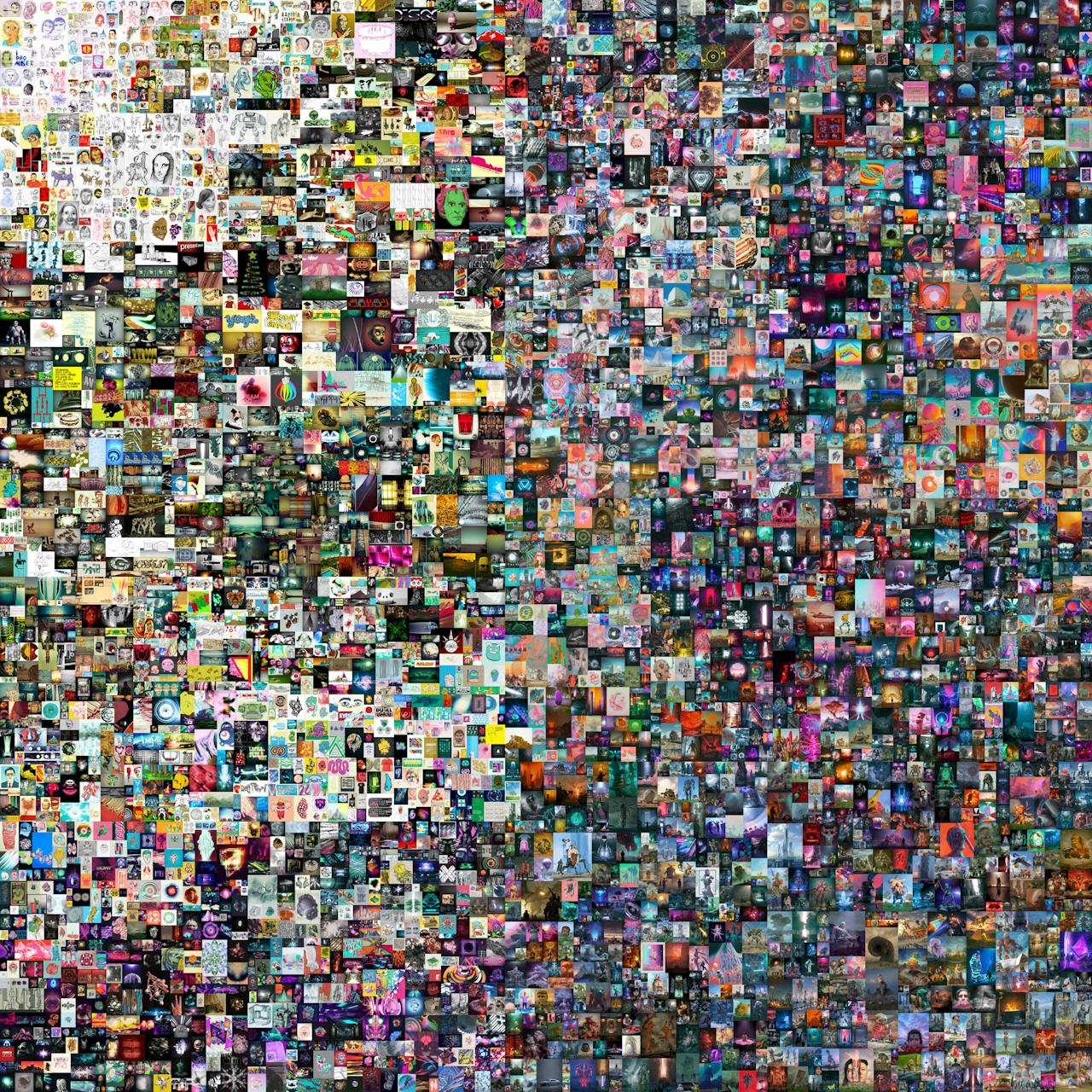 Hand-out van het digitale kunstwerk 'Everydays: The First 5000 Days' van de Amerikaanse kunstenaar Beeple. Het werd bij Christie's verkocht voor een recordbedrag van $ 69,3 miljoen.