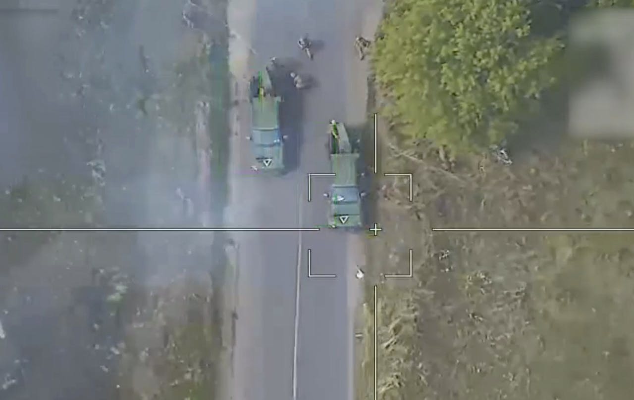 Een videobeeld van het Russische defensieministerie in de regio Koersk.