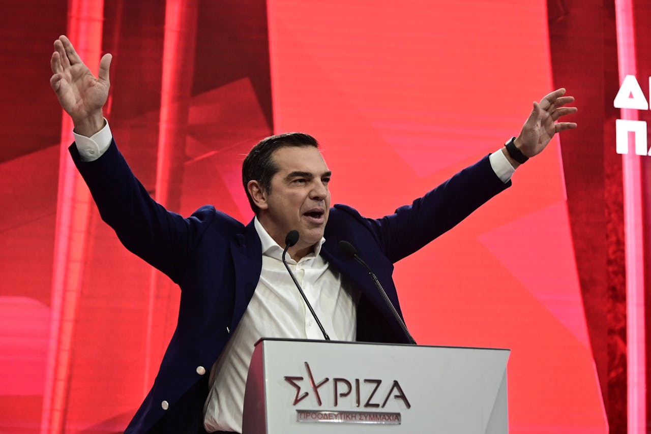 De Griekse oppositieleider Tsipras.