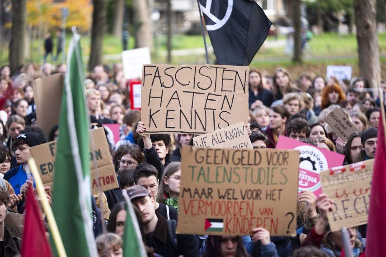 Studentenprotest, donderdag in Utrecht.