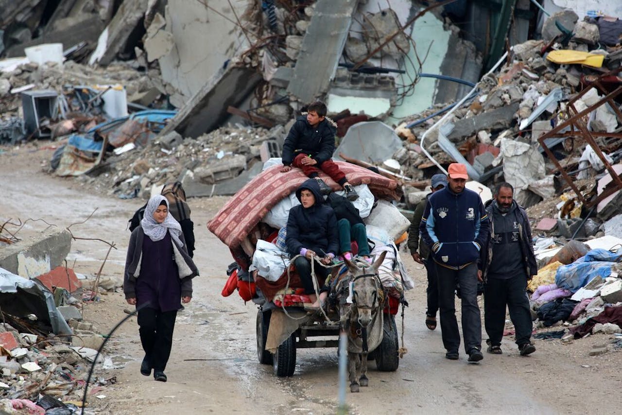 Inwoners van Gaza vluchten uit Beit Lahia in het noorden