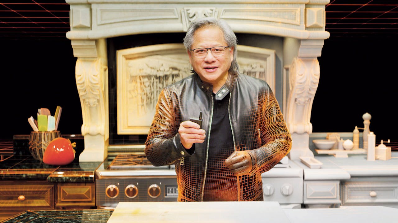 Ceo Jen-Hsun Huang van Nvidia gaf een presentatie in zijn keuken, tot zijn digitale kloon het overnam.