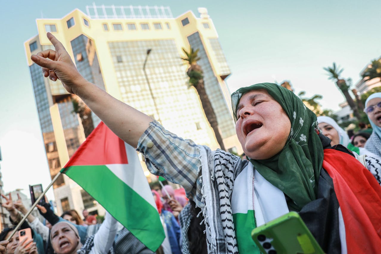 Een demonstrant in Tunesië.