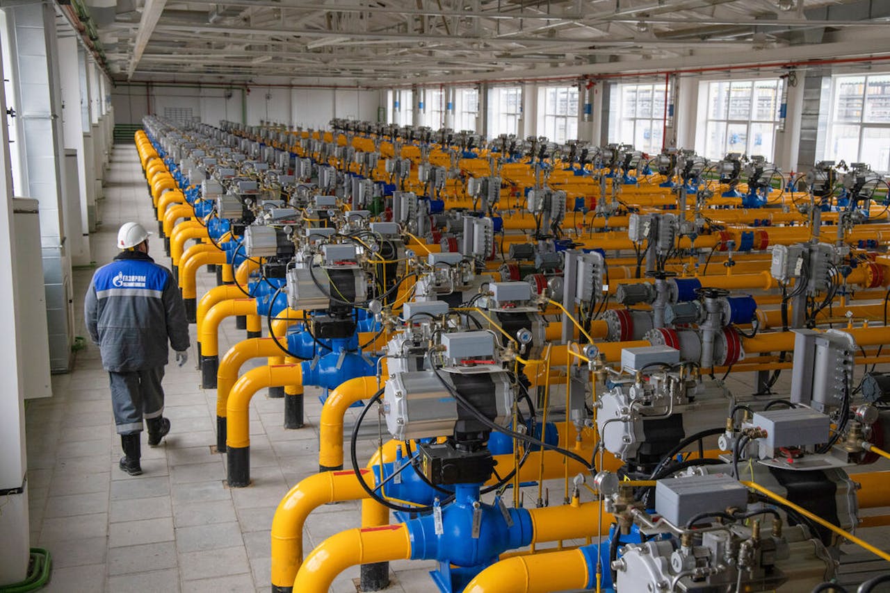 Een gasopslagplaats van Gazprom in Kasimov, Rusland.