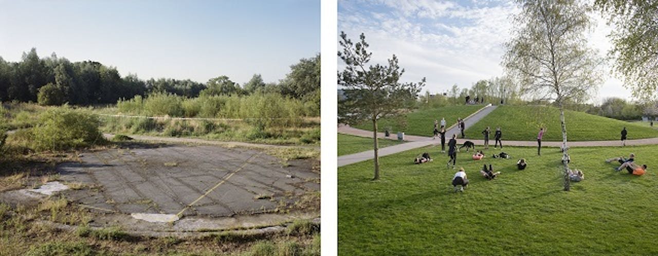 Griftpark, Utrecht.  Het was vroeger in gebruik als terrein voor de gasfabriek, waar tevens vuil werd gestort. Na de bodemsanering is  het terrein ingericht als stadspark.