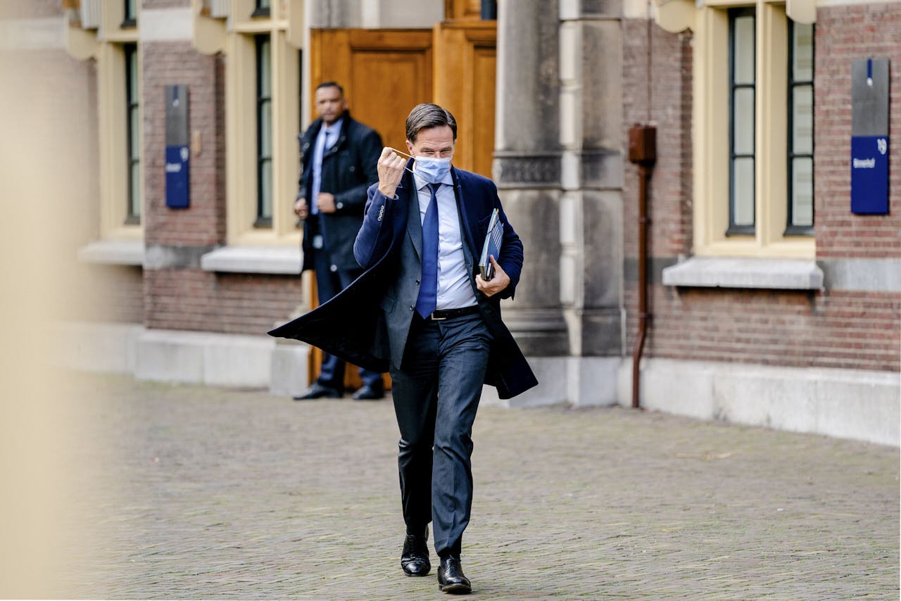 Premier Mark Rutte, dinsdagmiddag op het Binnenhof.