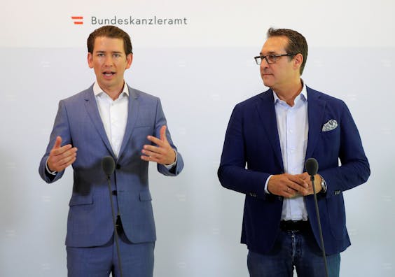 Bondskanselier Sebatian Kurz en vicekanselier Heinz-Christian Strache.