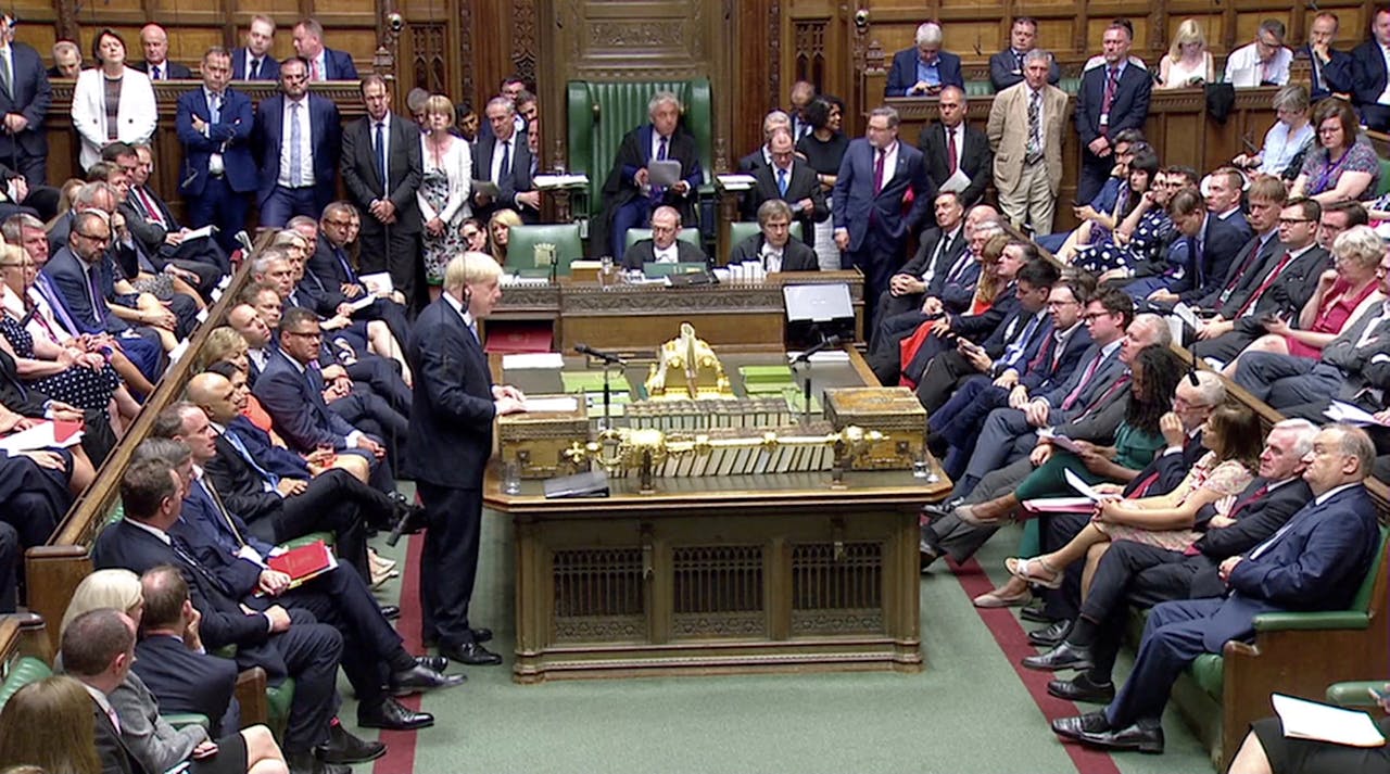 Boris Johnson in het Britse Lagerhuis. Wordt dit een zeldzaam beeld komende maanden?