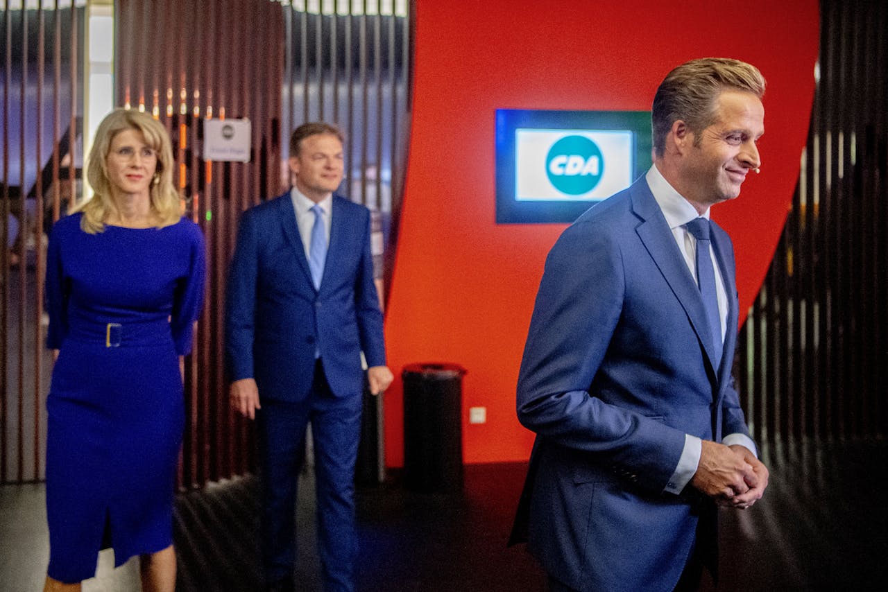 De aspirant-lijsttrekkers van het CDA, vlnr Hugo de Jonge, Mona Keijzer en Pieter Omtzigt.