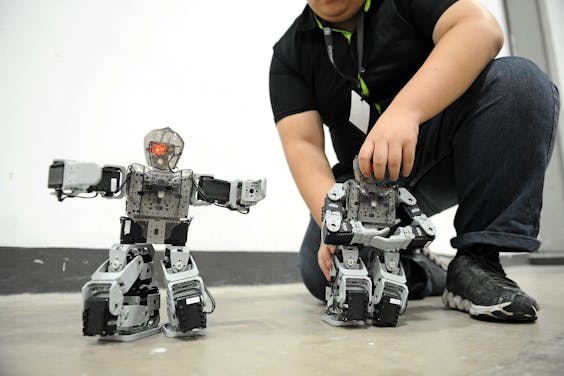 Robotjes op de Singapore International Robo Expo van 2016.