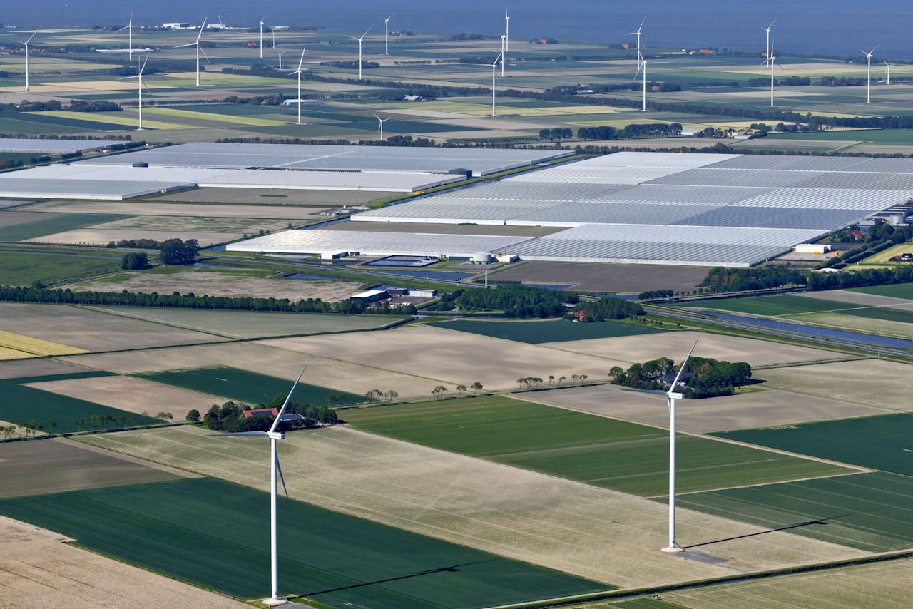 Windmolens in Windpark Wieringermeer in Noord-Holland.