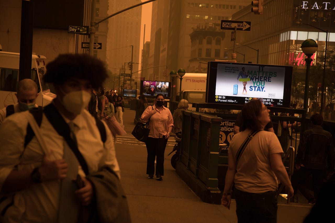 Smog in New York, veroorzaakt door bosbranden in Canada.