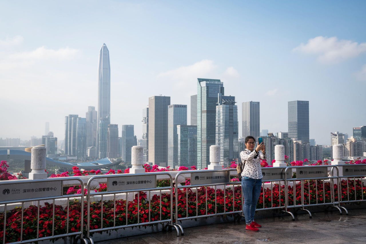De skyline van de Chinese stad Shenzhen, thuishaven van Fantasia Holdings.