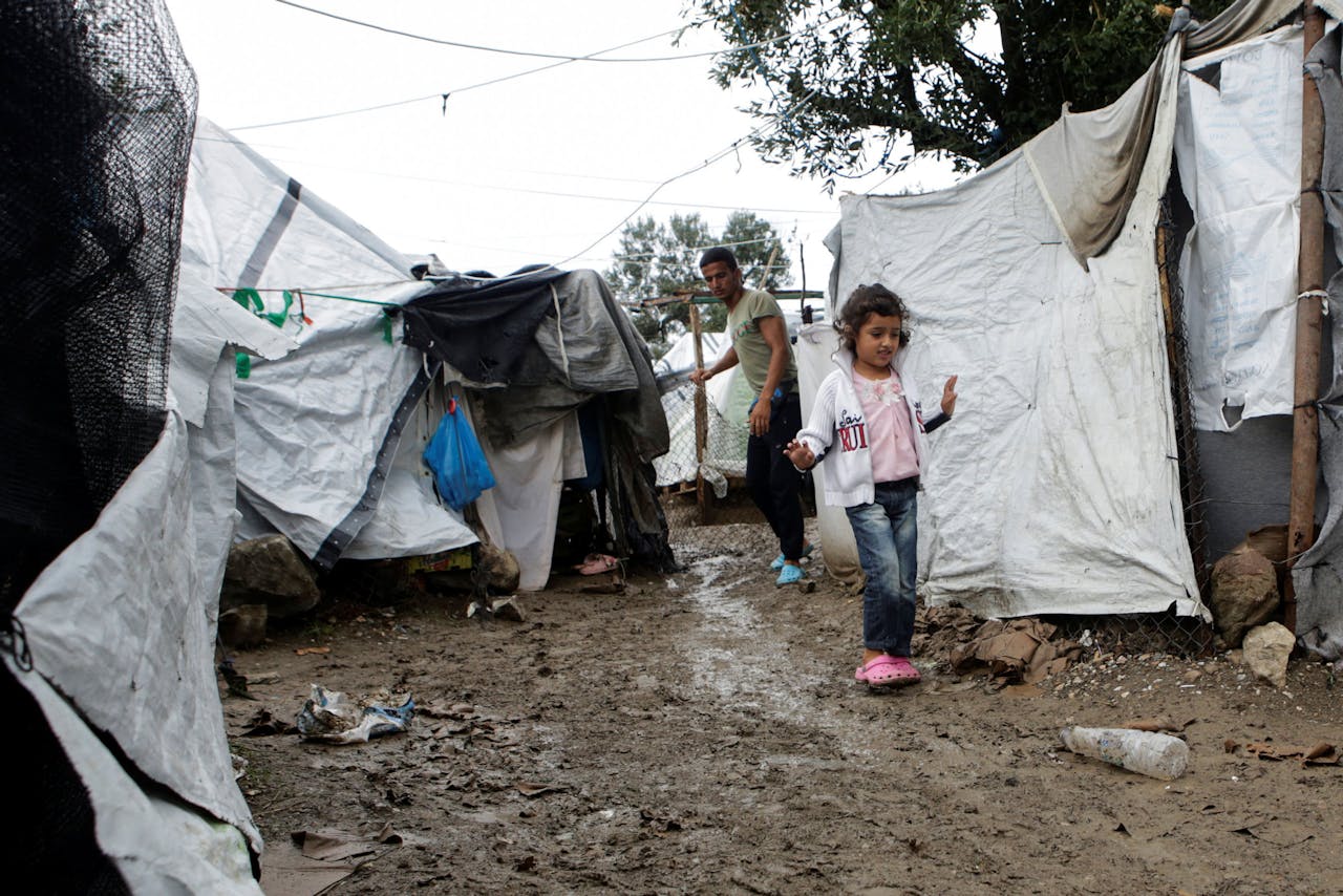 Moria, het beruchte opvangkamp voor vluchtelingen en migranten op het Griekse eiland Lesbos.