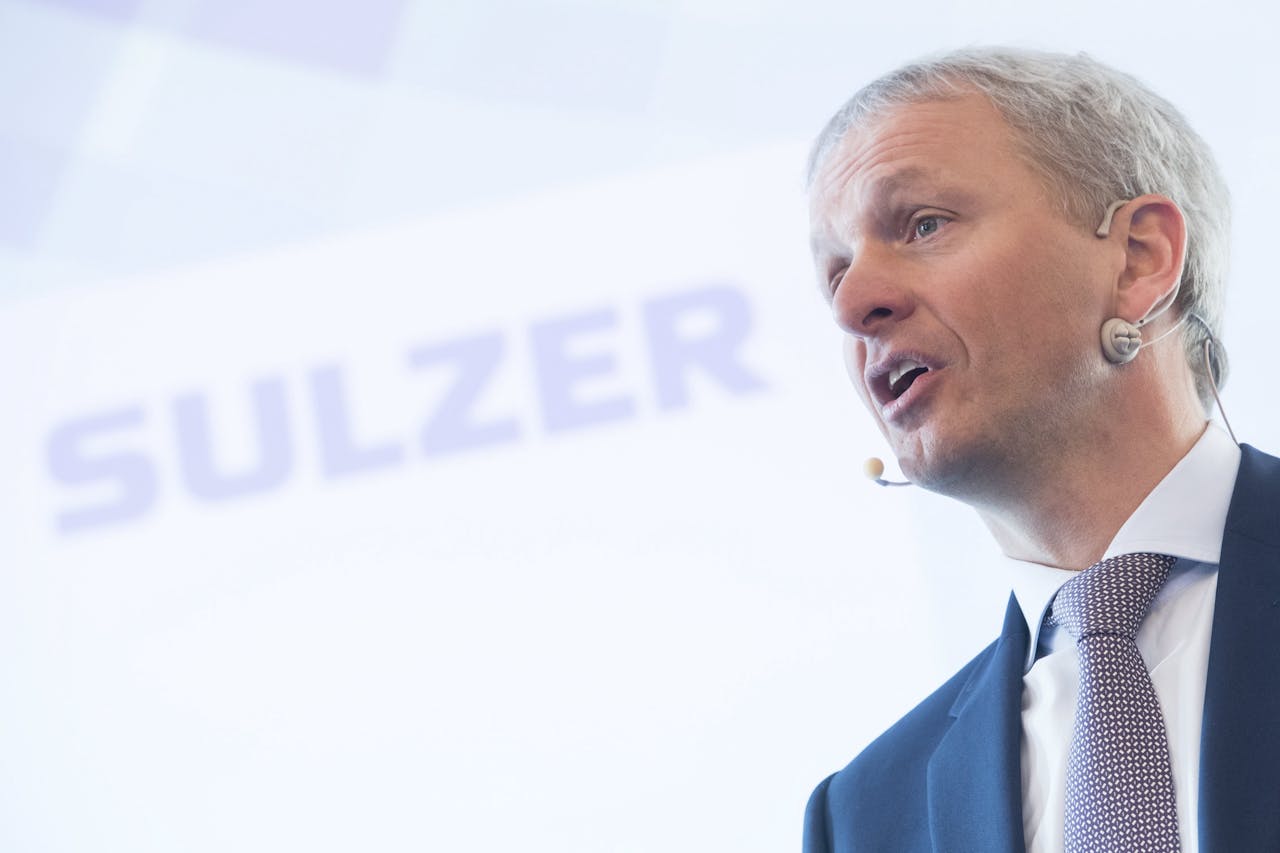 Greg Poux-Guillaume tijdens een Sulzer-persconferentie in 2017.