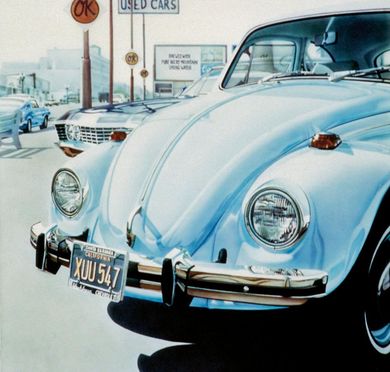Don Eddy: ‘Volkswagen and OK used cars’, 1971. Werk van Eddy is volgende maand te zien in de Kunsthal.