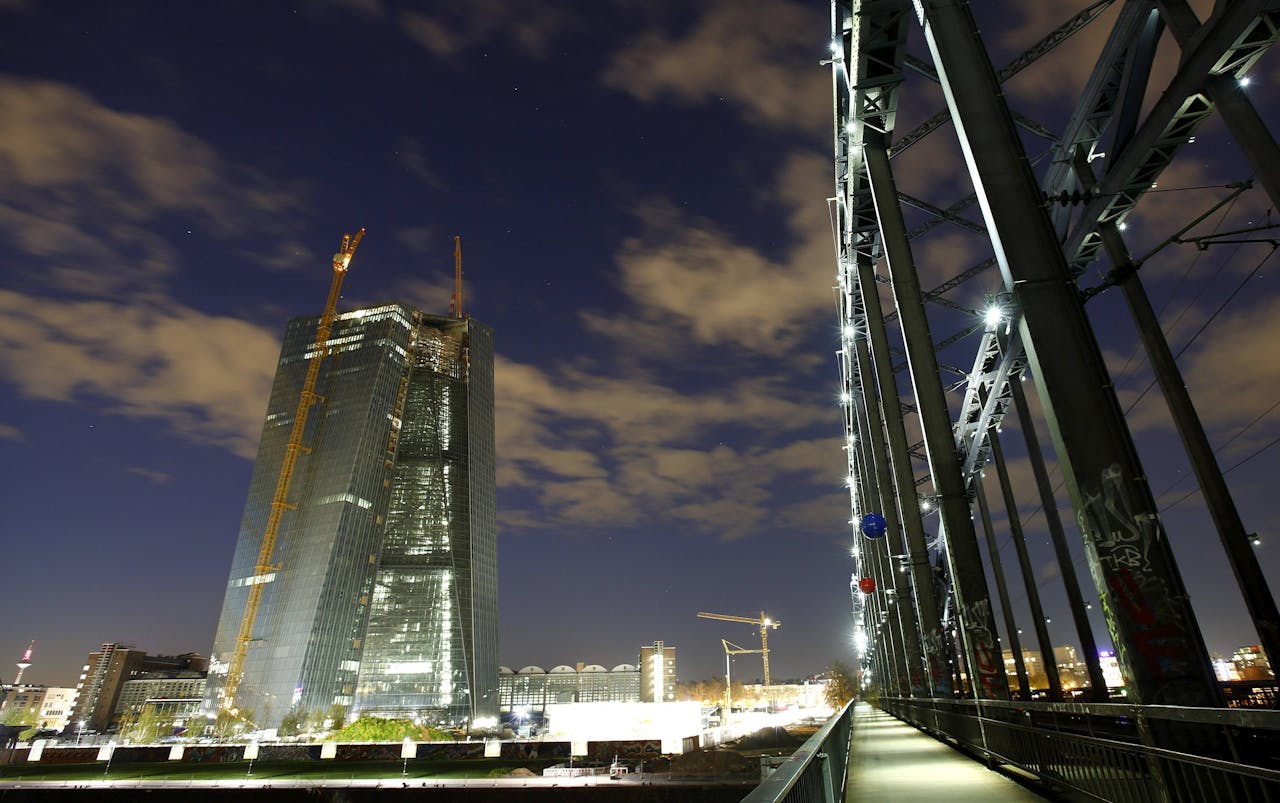 Het nieuwe hoofdkantoor van de Europese Centrale Bank (ECB) in Frankfurt.
