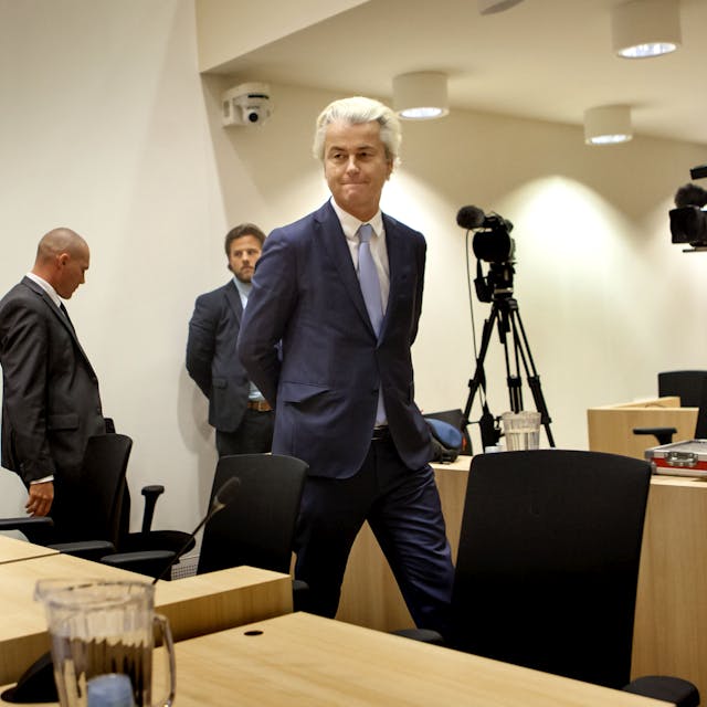 Wilders haalde tijdens het proces, waarin de PVV-leider is veroordeeld wegens het aanzetten tot discriminatie, fel uit naar de Nederlandse rechterlijke macht. foto: HH