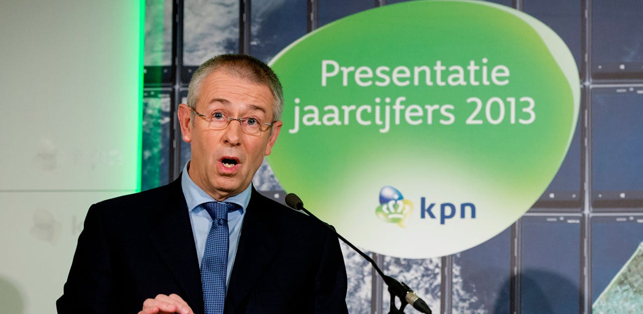 Eelco Blok CEO van KPN dinsdag tijdens de presentatie van de jaarcijfers.