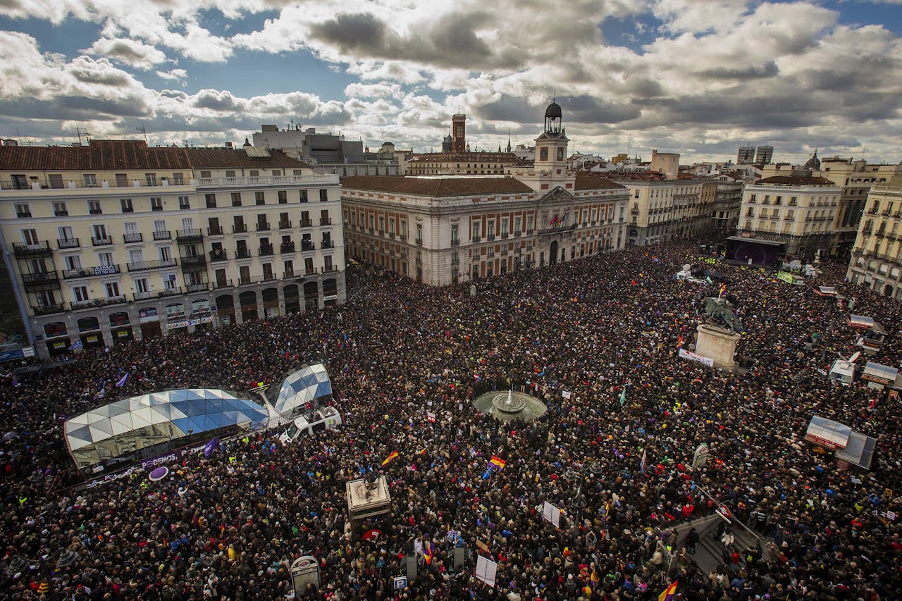 Podemos-demonstranten in Madrid