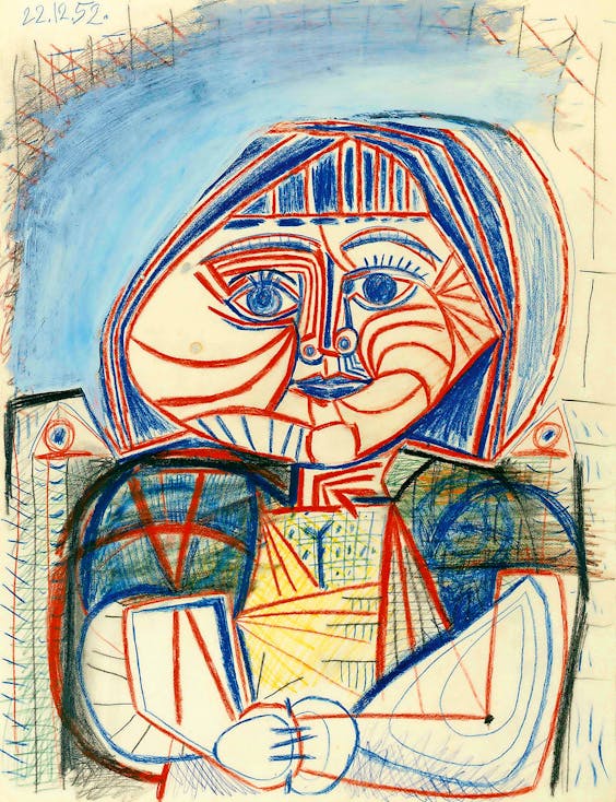 ‘Paloma’, Picasso’s tekening uit 1952 van zijn toen driejarige dochter. Zestig tekeningen van Picasso zijn nu te zien in Interlaken.