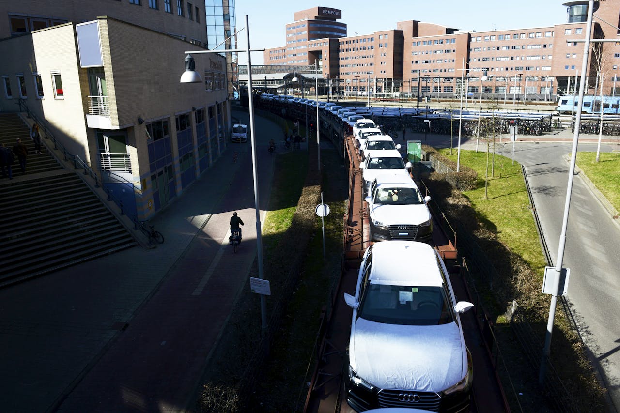 Het zogenoemde 'Ponlijntje' tussen Amersfoort en de vestiging van auto-importeur Pon in Leusden. (Bram Petraeus/HH)