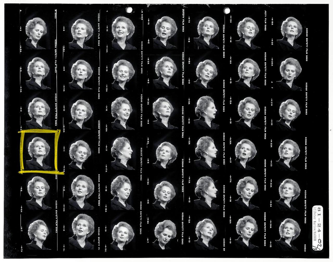 De goede foto is het juiste moment gevangen op de goede plaats. Portret van Margaret Thatcher, in 1981 gefotografeerd door Peter Parlow. Deze foto bestendigde het beeld van Thatcher als de ‘Iron Lady’.