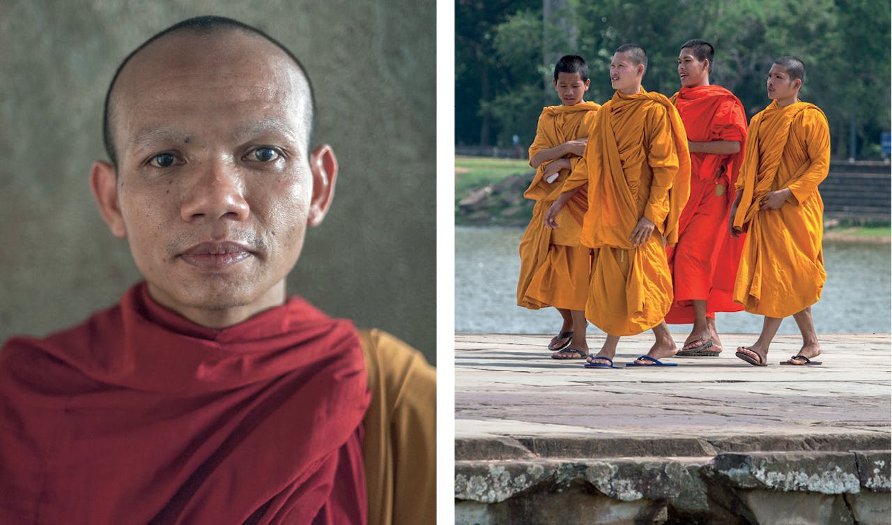 Honderden monniken zijn nog dagelijks in Angkor Wat te vinden.