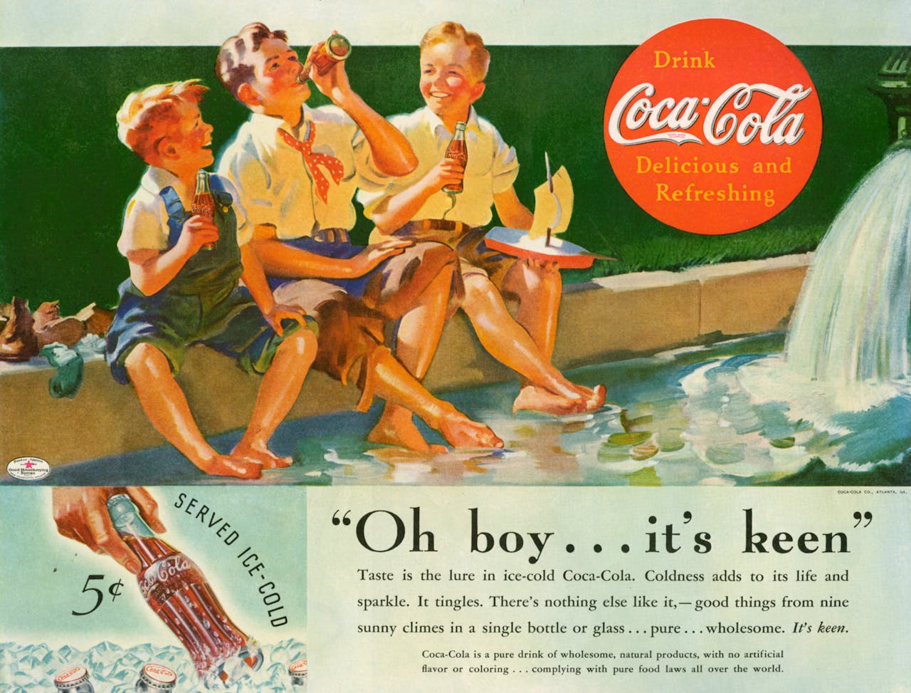 Een jaren 50-advertentie van Coca-Cola