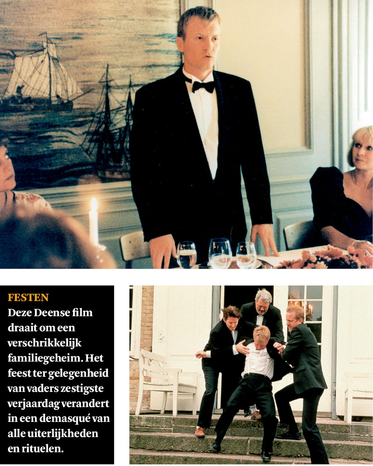 Zoon Christian (links) neemt tijdens het familiediner het woord en legt met zijn speech een bom onder de feestelijkheden.