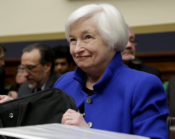 Janet Yellen, de voorzitter van de Federal Reserve, sprak woensdag voor de leden van commissie voor financiële diensten van het Amerikaanse Congres. foto: Reuters
