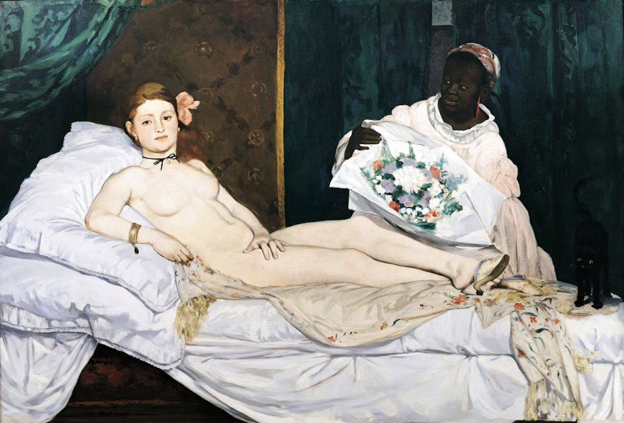 De onbeschaamde courtisane ‘Olympia’ van Manet zorgde in 1863 voor een schandaal. Émile Zola, schrijver van Nana, vond het een meesterwerk. (Corbis)