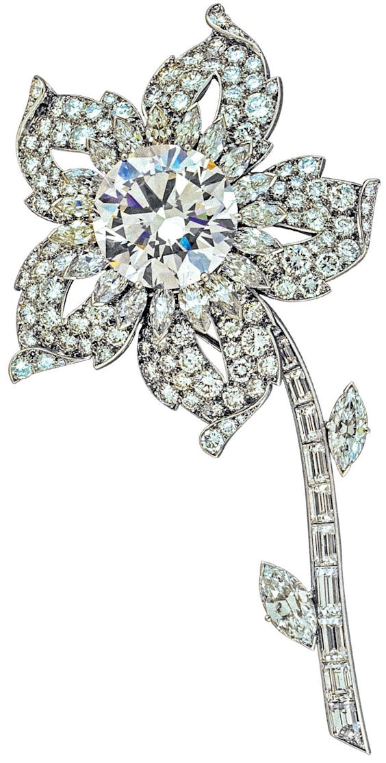 The Queen’s Williamson Diamond Brooch. De roze diamant in het midden was een huwelijksgeschenk aan Elizabeth II van een Tanzaniaanse mijneigenaar.