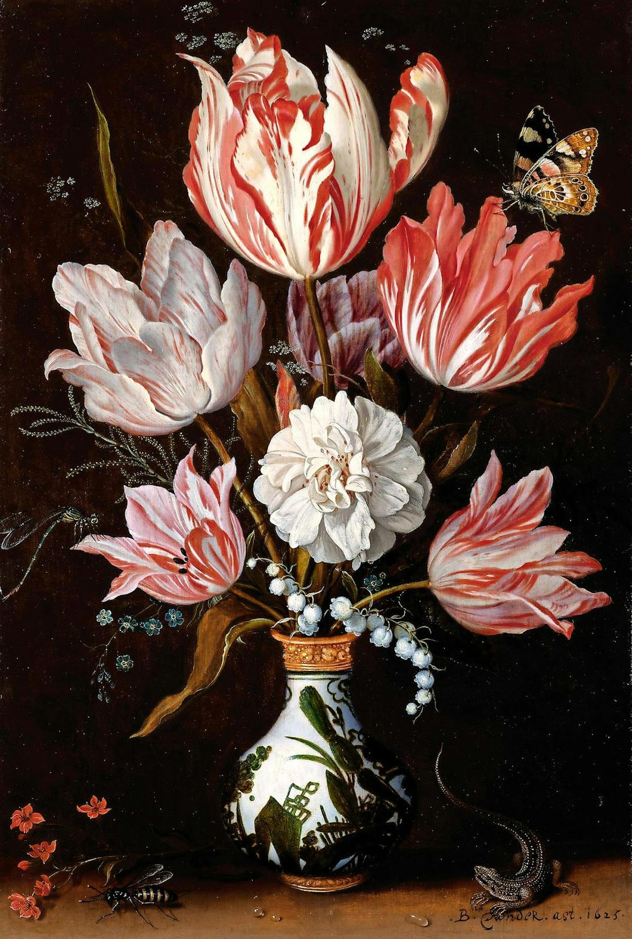Uit het Mauritshuis: ‘Bloemen in een Wanli-vaas met slakkenhuisjes’ (1625).