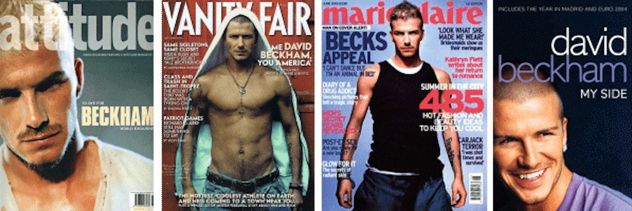 Als eerste voetballer stond David Beckham op de cover van homotijdschrift Attitude.