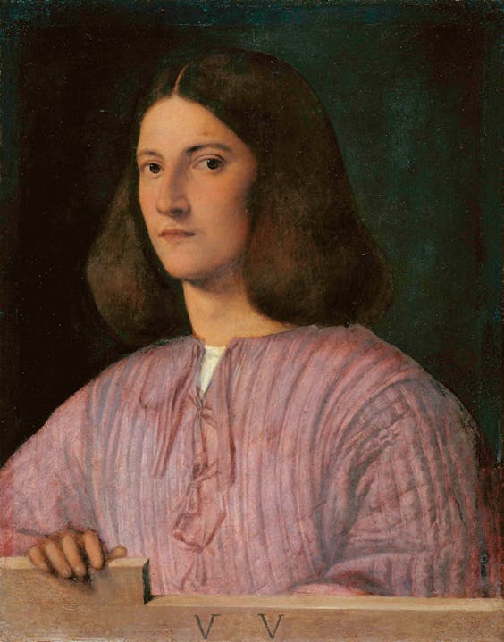 ‘Portret van een jonge man’ door Giorgione, ca. 1500. Het is niet bekend wie de afgebeelde ‘V.V.’ is.