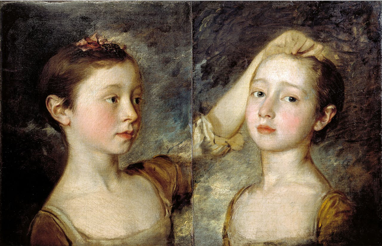 Het dubbelportret van Gainsboroughs dochters (ca. 1758) is lang gescheiden geweest. In de 19de eeuw zijn ze herenigd.