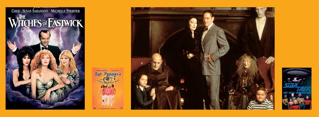 Links: Struycken speelde in ‘The Witches of Eastwick’ (links) en een musical met de Beegees . Rechts: als butler Lurch in ‘The Addams Family’. Ook in ‘Star Trek’ ontbrak hij niet.