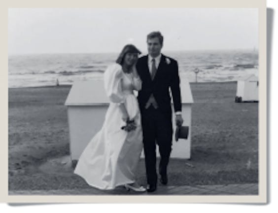 Mark en Patricia op het strand in Knokke in 1984.