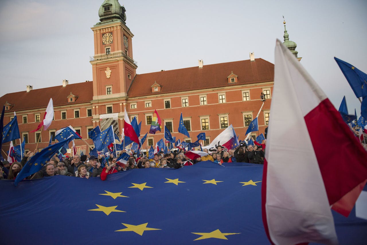 Een pro-Europa-protest in Warschau
