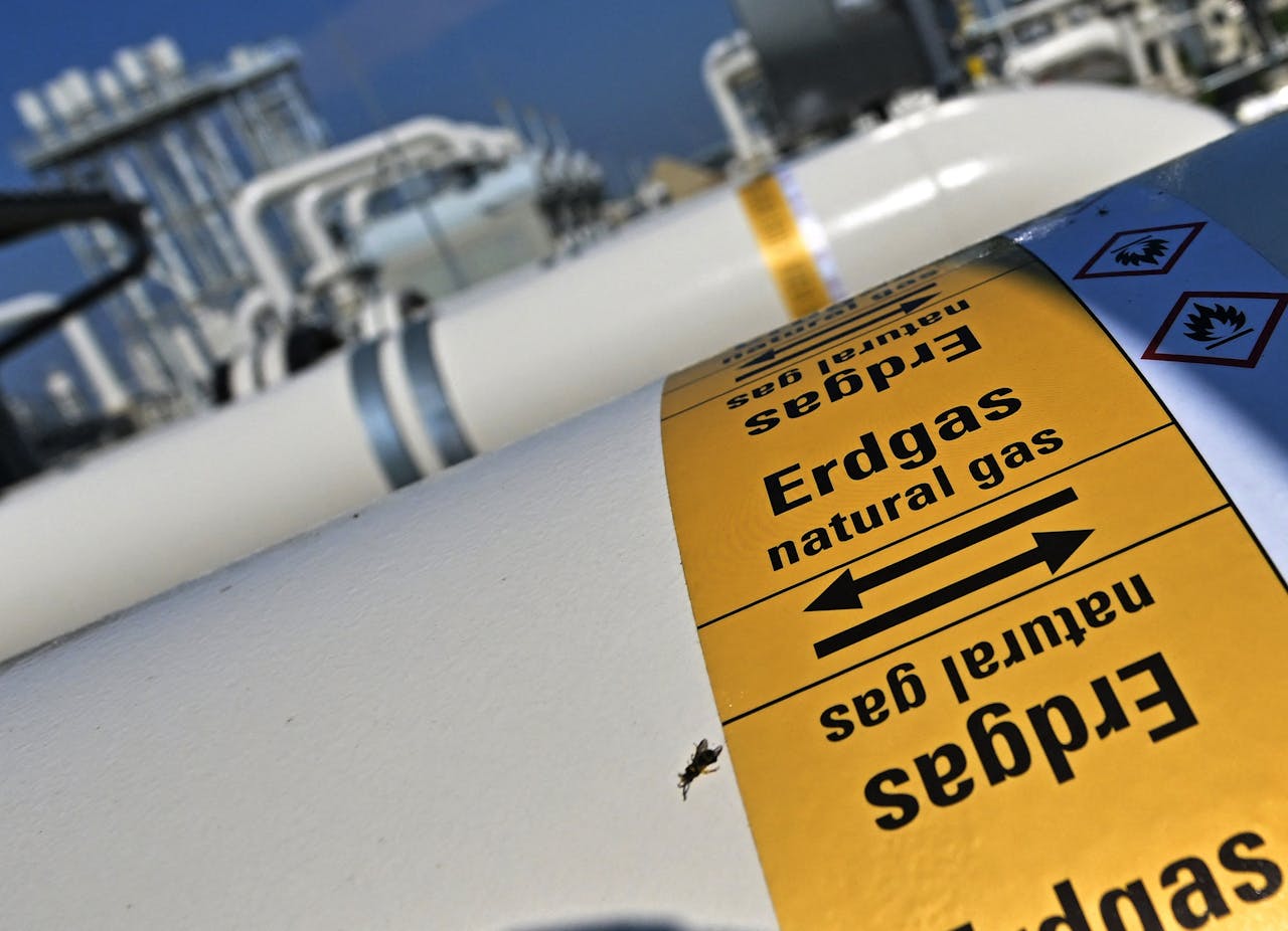 Het gasdistributiestation in het Oostenrijkse Baumgarten. Hier komt veel Russisch gas binnen. Via Baumgarten gaat het via pijpleidingen naar elders in Europa.