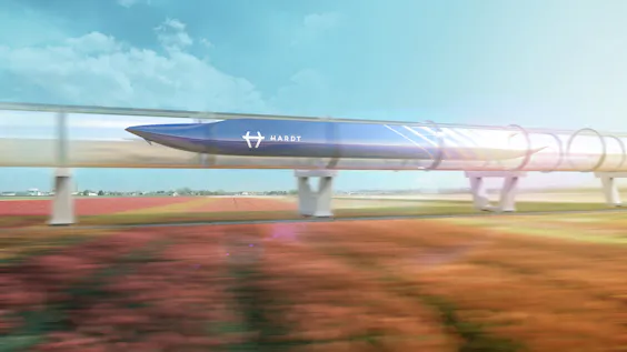 Tekening van de Hyperloop in Nederland.