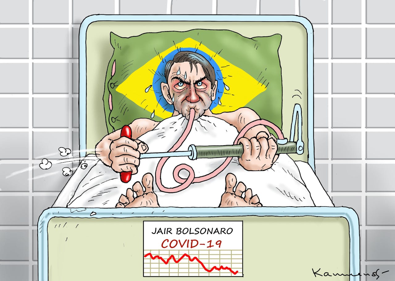 De Braziliaanse president Bolsonaro, een 'corona-scepticus', is positief getest op het virus.